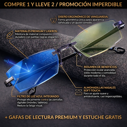 ¡COMPRA 1 Y OBTÉN 2! Gafas Flexibles TR90: Adiós al Cansancio Ocular con Filtro Azul + Estuche de Regalo
