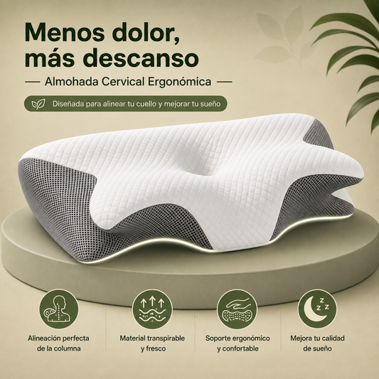 Almohada Cervical Ergonómica – Alivio Muscular y Mejora del Sueño
