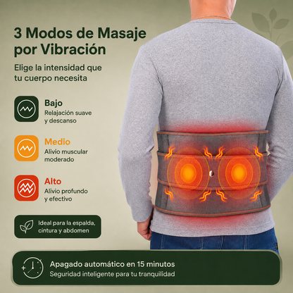 Cinturón Masajeador Lumbar Térmico - Alivio del Dolor y Soporte Postural